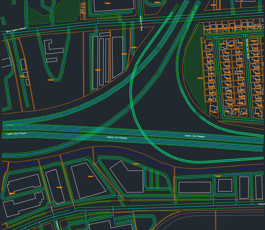 Freeway interchange DXF export